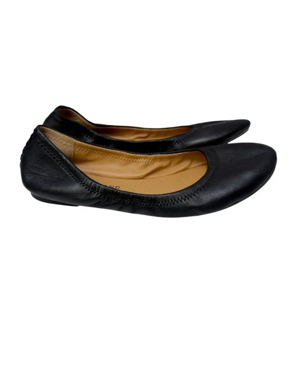 Lucky Brand Ballet Flats 7.5 Wide Black Leather Round Toe Womens Emmie Shoes